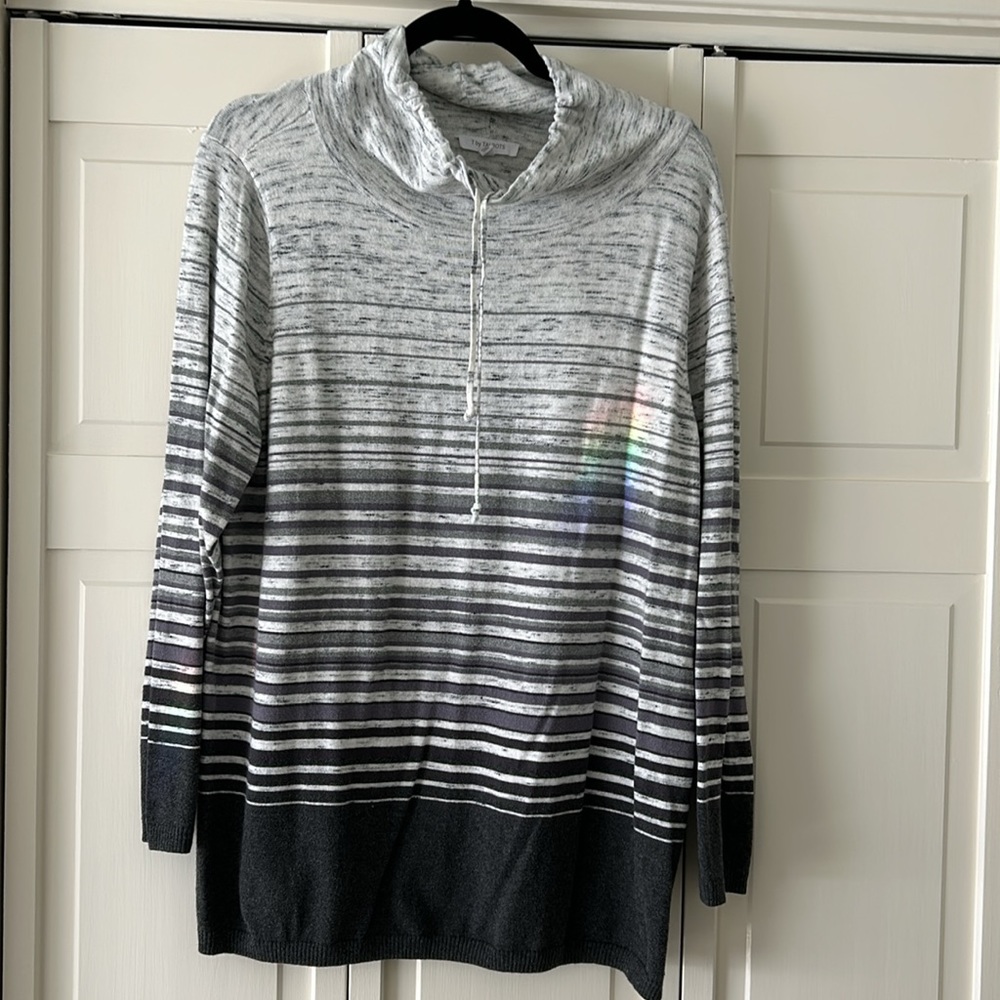 T by Talbots Grey Stripe Sweatshirt